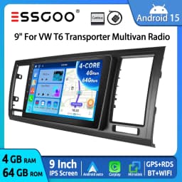 9" Android15 64G Car Stereo Radio For VW T6 Transporter Multivan Wrieless CarPlay Android Auto GPS NAV WIFI RDS FM Bluetooth SWC