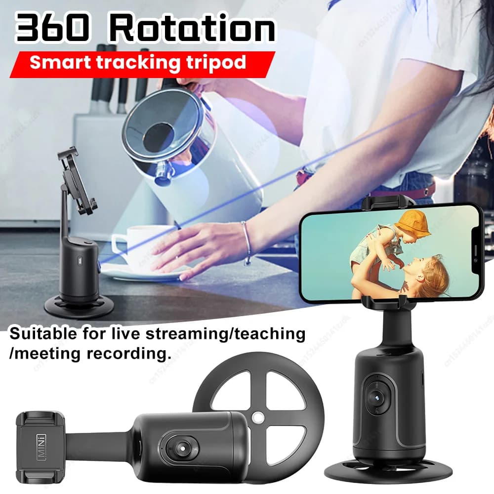 Auto Tracking Shooting Gimbal AI Camera Recognition Body Face Track 360 Rotation Desktop Intelligent Follow Live Shoot Phone Sta