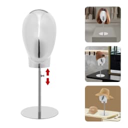 Electroplating Model Head with Stand 25cm Tabletop Mannequin Head with 17.72-22.83in Adjustable Height for Head Wigs Hats Displa