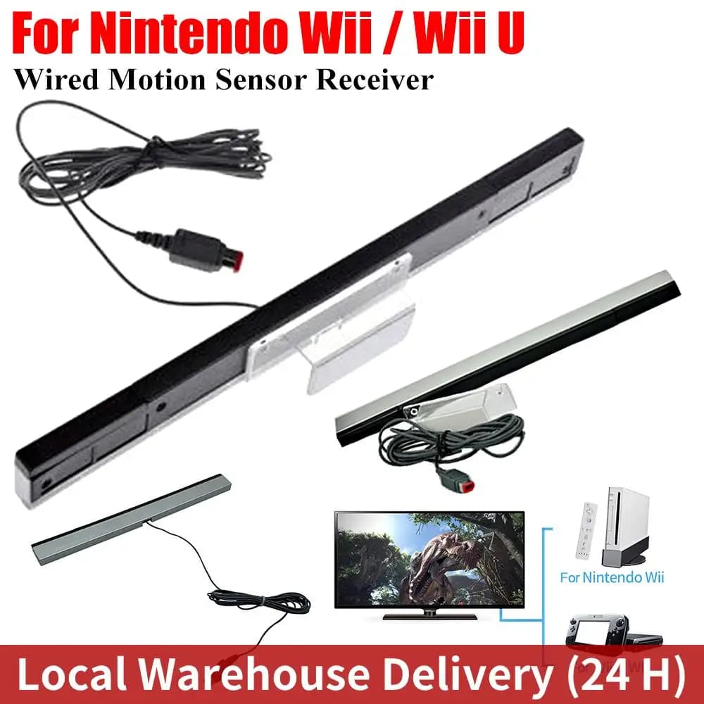 Wired Motion Sensor Receiver with Extension Cord Infrared IR Signal Ray Wired Remote Sensor Bar for Wii Wii U Console