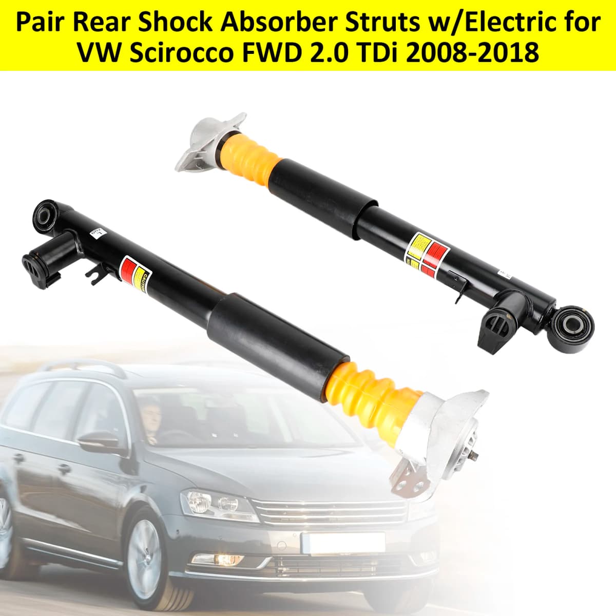 Artudatech 1K0513045F Pair Rear Shock Absorber Struts w/Electric for VW Scirocco FWD 2.0 TDi Passat & Variant
