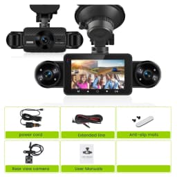 Podofo Car DVR Recorder Parking Mirror Monitor 3 Inch 1080P HD Automobile Dash Cam 8 Infrared Night Vision Lights