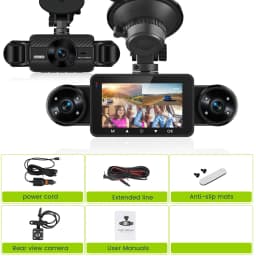 Podofo Car DVR Recorder Parking Mirror Monitor 3 Inch 1080P HD Automobile Dash Cam 8 Infrared Night Vision Lights
