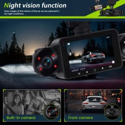 Podofo Car DVR Recorder Parking Mirror Monitor 3 Inch 1080P HD Automobile Dash Cam 8 Infrared Night Vision Lights