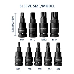 31PCS/Set IMPACT Hex Torx Spline Bit Sockets 3/8"Drive Set Mix M4-M14 T10-T60 H2-H10 Sockets Tools