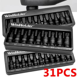 31PCS/Set IMPACT Hex Torx Spline Bit Sockets 3/8"Drive Set Mix M4-M14 T10-T60 H2-H10 Sockets Tools