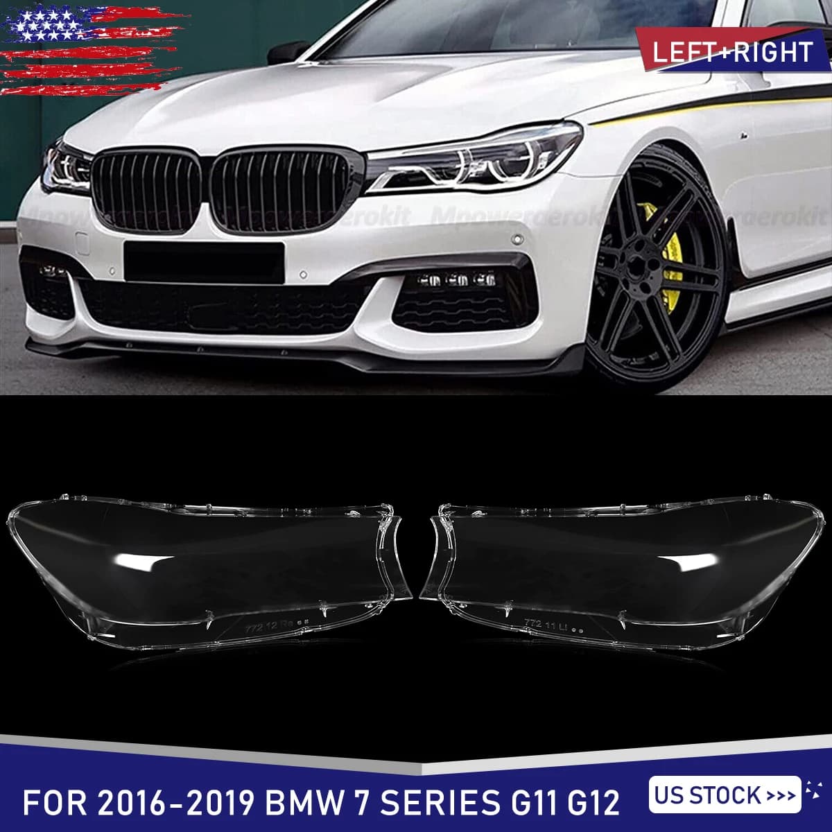 2x Headlight Lens Cover Shell Clear For BMW 7 Series G11 G12 740i 750i 2016-2019