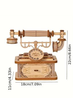 3D Wooden Puzzle for Adults Creative Retro Telephone Model Kits Gift for Christmas