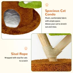 148CM Tall Indoor Cat Tree Tower Activity Tower Center for Large Cats with Flower-shaped Plush Stairs Condo