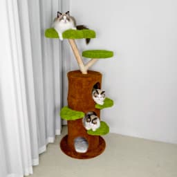 148CM Tall Indoor Cat Tree Tower Activity Tower Center for Large Cats with Flower-shaped Plush Stairs Condo