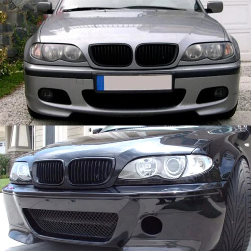 Front Bumper Kidney Grill Fit for BMW E46 4 DOOR Sedan 320i 325i 325Xi 330i 330Xi LCI Facelift 2002 2003 2004 2005 Gloss Black