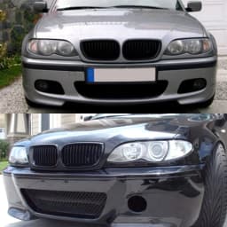 Front Bumper Kidney Grill Fit for BMW E46 4 DOOR Sedan 320i 325i 325Xi 330i 330Xi LCI Facelift 2002 2003 2004 2005 Gloss Black