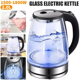 2L Electric Kettle Glass 360 Blue LED Illuminated Large Jug Auto Shut Off 1800W