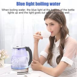 2L Electric Kettle Glass 360 Blue LED Illuminated Large Jug Auto Shut Off 1800W