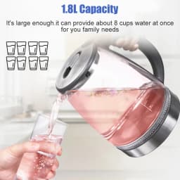 2L Electric Kettle Glass 360 Blue LED Illuminated Large Jug Auto Shut Off 1800W