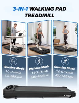 MERACH Walking Pad Treadmill Under Desk 3in1 Home Gym Capacity 2.75HP Portable Magnetic Remote Control LED Display Non-Assembly