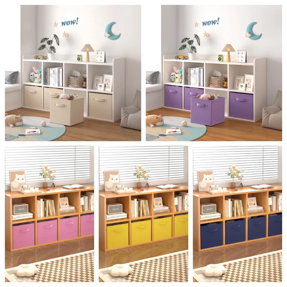 BonChoice Foldable Storage Cubes 30x30x30cm with Handle Pack of 6, Fabric Open Storage Bins Wardrobe Organization