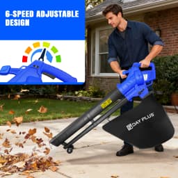 Powerful 5000W Garden Electric Leaf Blower & Vacuum 3 in 1 Leaf Blower 35L Leaf Collection Bag,6 Speeds for Home Garden