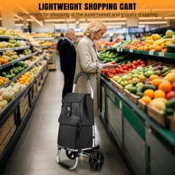 Folding Shopping Trolley with Stair Climbing Wheels & Detachable Bag, 40L Grocery Cart with Mudguard, for Supermarket, Market,