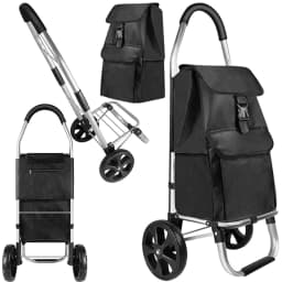 Folding Shopping Trolley with Stair Climbing Wheels & Detachable Bag, 40L Grocery Cart with Mudguard, for Supermarket, Market,