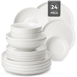 MALACASA 12/16/18/24 PCS Porcelain Plates Dinnerware Sets Ceramic Plates Set with 4/6 PCS Dinner Plate/Dessert/Cereal Bowl/Soup