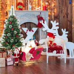GOFLAME 4FT Artificial Christmas Tree with Glittered Branches-Green