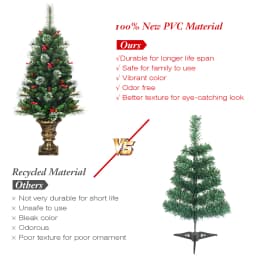 GOFLAME 4FT Artificial Christmas Tree with Glittered Branches-Green