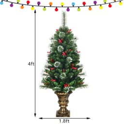 GOFLAME 4FT Artificial Christmas Tree with Glittered Branches-Green