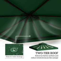 Outsunny 3 x 3(m) Gazebo Canopy Roof Top Replacement Cover Spare Part Dark Green (TOP COVER ONLY)