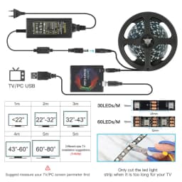 1/2/3/4/5m DIY Ambient TV PC Dream Screen USB LED Strip HDTV Computer Monitor Backlight Addressable WS2812B LED Strip Full Set
