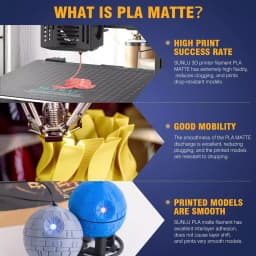 JAYO 2 Rolls 3D PLA Matte Printer Filament 1.75mm Neatly Wound PLA Filament with Matte Finish Print with 99% FDM 3D Printer