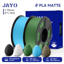 JAYO 2 Rolls 3D PLA Matte Printer Filament 1.75mm Neatly Wound PLA Filament with Matte Finish Print with 99% FDM 3D Printer