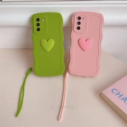 S 24 23 22 21 Love Heart Wavy Silicone Case For Samsung Galaxy S23 S21 S20 Fe S24 S22 Plus Ultra S10 S9 Lanyard Cover Note 20 10