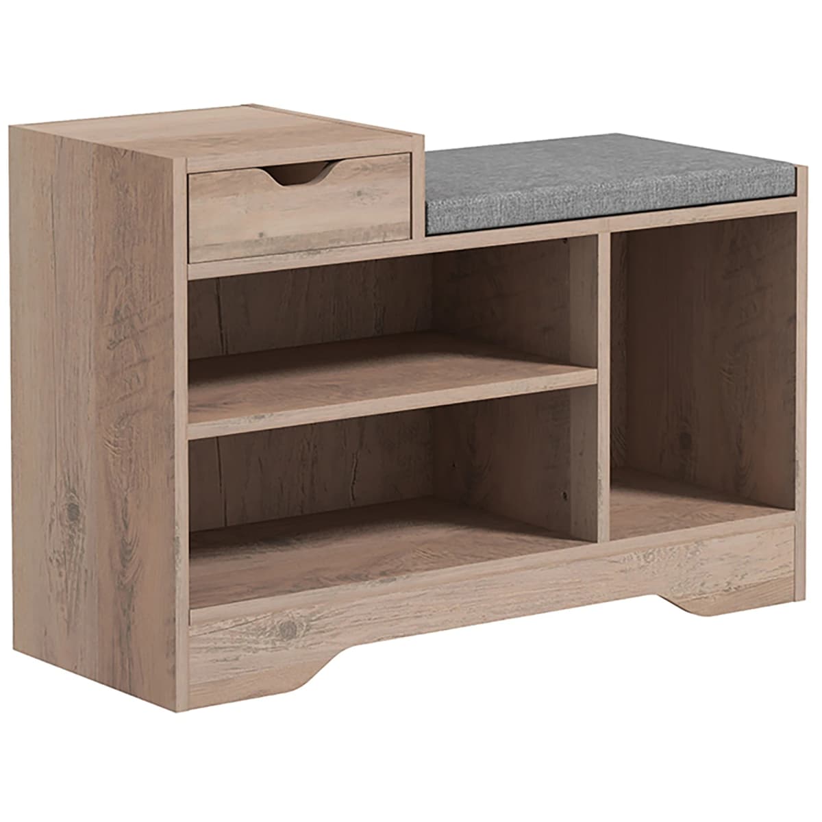 HOMCOM Upholstered Entryway Shoe Bench with Storage Drawer Distressed Grey