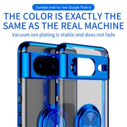 Slim Plating Clear Magnetic Phone Case for Google Pixel 9Pro 9 8Pro 8A 8 7Pro 7A 7 6A 5A Metal Ring Kickstand Cover