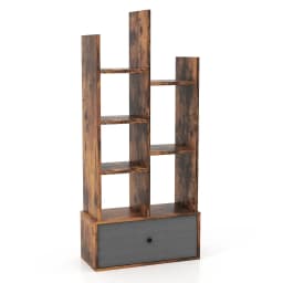 GOFLAME 7-Tier Open-Back Bookshelf Wooden Bookcase Organizer Storage Display Shelves