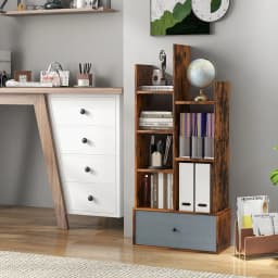 GOFLAME 7-Tier Open-Back Bookshelf Wooden Bookcase Organizer Storage Display Shelves