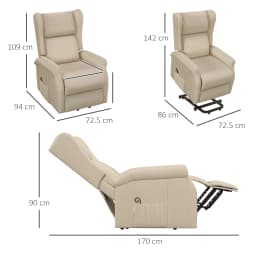 HOMCOM Power Lift Chair for the Elderly Fabric Recliner Armchair w/ Remote