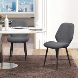 HOMCOM Dining Chairs Set of 2 Upholstered Kitchen Chairs w/ Metal Legs Grey
