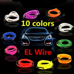 5M EL Wire Neon Light Novelty Light Neon LED lamp Flexible Rope Tube LED Strip String light Car Decoration With 6mm Sewing