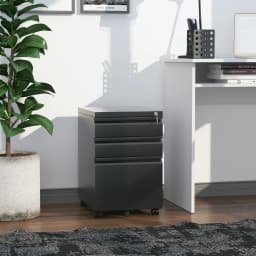 Vinsetto 3 Drawer File Cabinet, Lockable Metal Filling Cabinet, Black