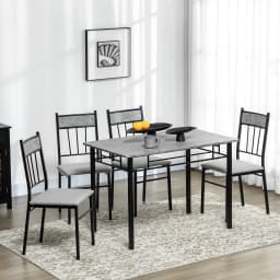 HOMCOM 5 Pieces Dining Room Sets, Kitchen Table and Chairs Set 4 with Marble Top