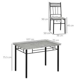 HOMCOM 5 Pieces Dining Room Sets, Kitchen Table and Chairs Set 4 with Marble Top