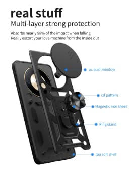 For Honor Magic6 Lite Case Slide Camera Armor Phone Case For Honor Magic 6 Light Magic6Lite 5G Magnetic Ring Holder Back Cover