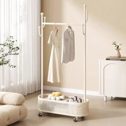 Small Floor-standing Coat Rack for Home BedroomClothes Rack with Wheels,60cmW x 31.5cmD x 173cmH