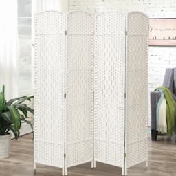 【Lifeideas】Folding Weave Fiber Room Divider Privacy Screen for Home