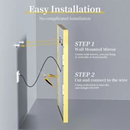 LED Bathroom Mirror Large Wall Mounted Mirror Aluminum Frame Vanity Mirror 3 Colors, Anti-Fog, Dimmable Front Light