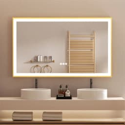 LED Bathroom Mirror Large Wall Mounted Mirror Aluminum Frame Vanity Mirror 3 Colors, Anti-Fog, Dimmable Front Light
