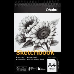 Ohuhu Bamboo Fiber Sketch Book Tear Resistant Drawing Paper Top Spiral Bound Sketch Pad Acid Free Art Drawing Painting Paper