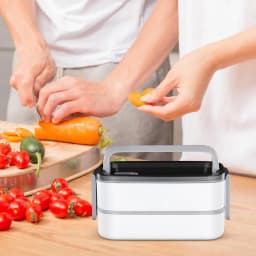 Thermal Lunch Box 2-Layer Meal Lunch Box With Handle Leak-Resistant Salad Bowl For School Travel Outdoor Work Camping
